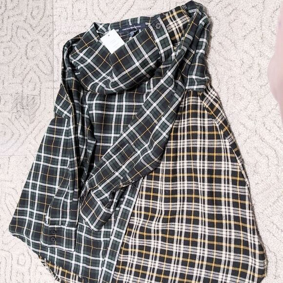 New FRENCH CONNECTION  Este Plaid A-line Skirt green 4 @R - Picture 6 of 7